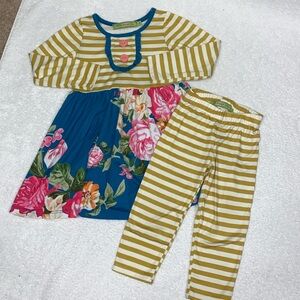 Millie loves Lilly matching floral striped set 2t